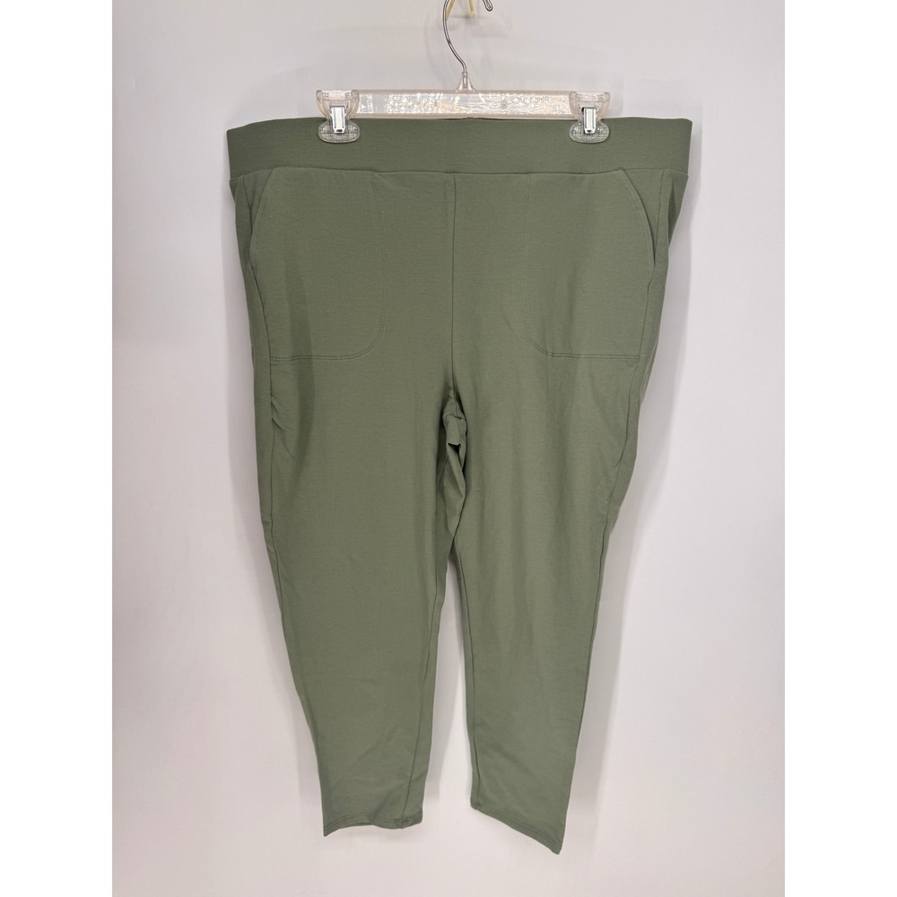 Torrid Leggings Womens 3 Olive Green  Cropped Patch Pocket Stretch Pants Comfort
